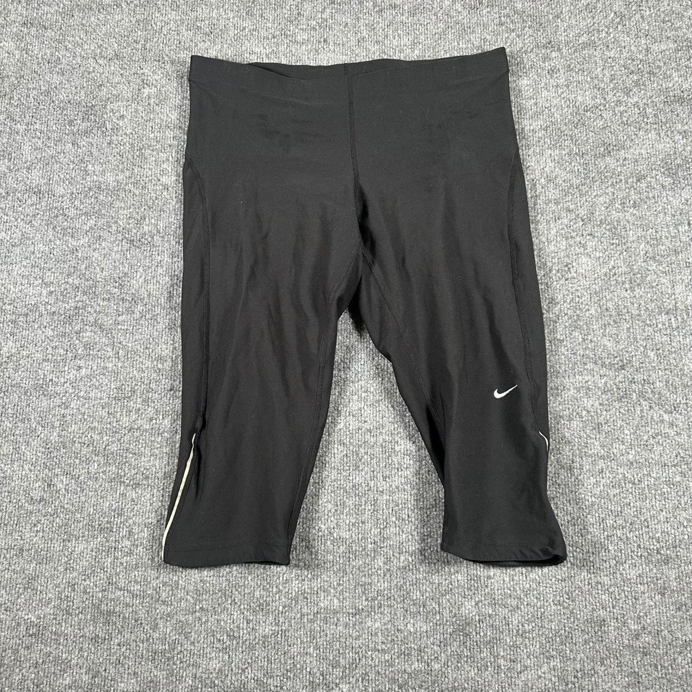 Nike Leggings Womens XL Black Dri-Fit Cropped Running Athletic Stretch Pocket